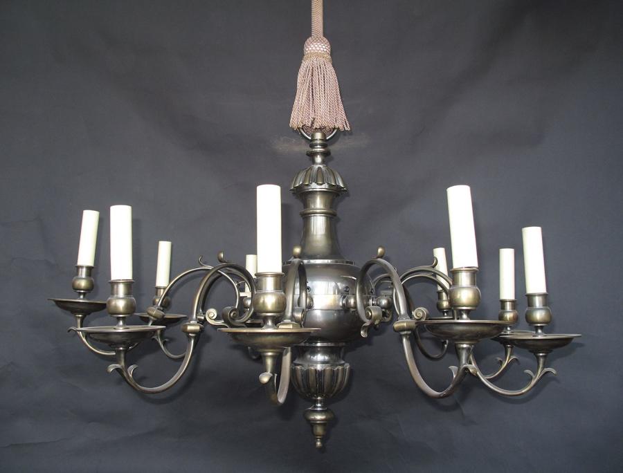 English Brass Chandelier, 10 arms
