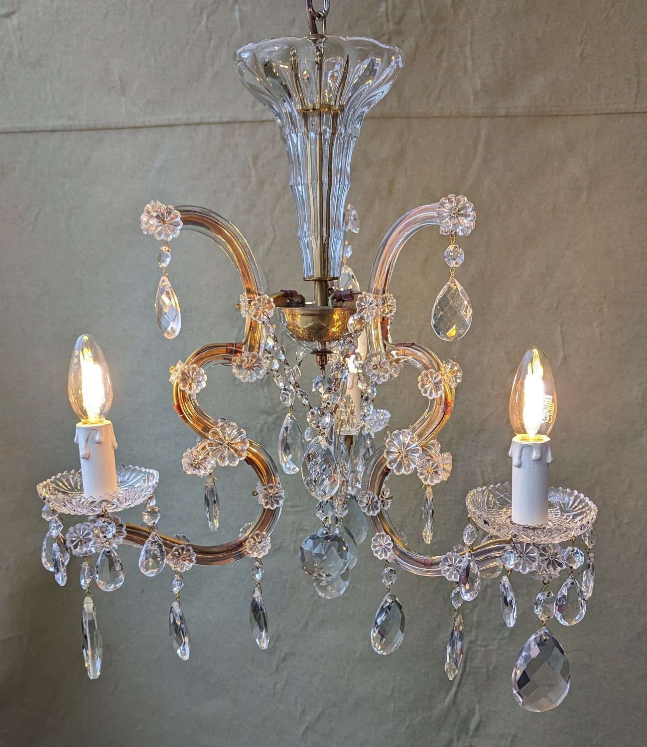 Vintage 3 light Maria Theresa Chandelier
