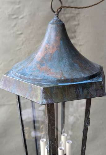Late Victorian Copper and Brass Verdigris Lantern