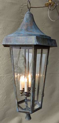 Late Victorian Copper and Brass Verdigris Lantern
