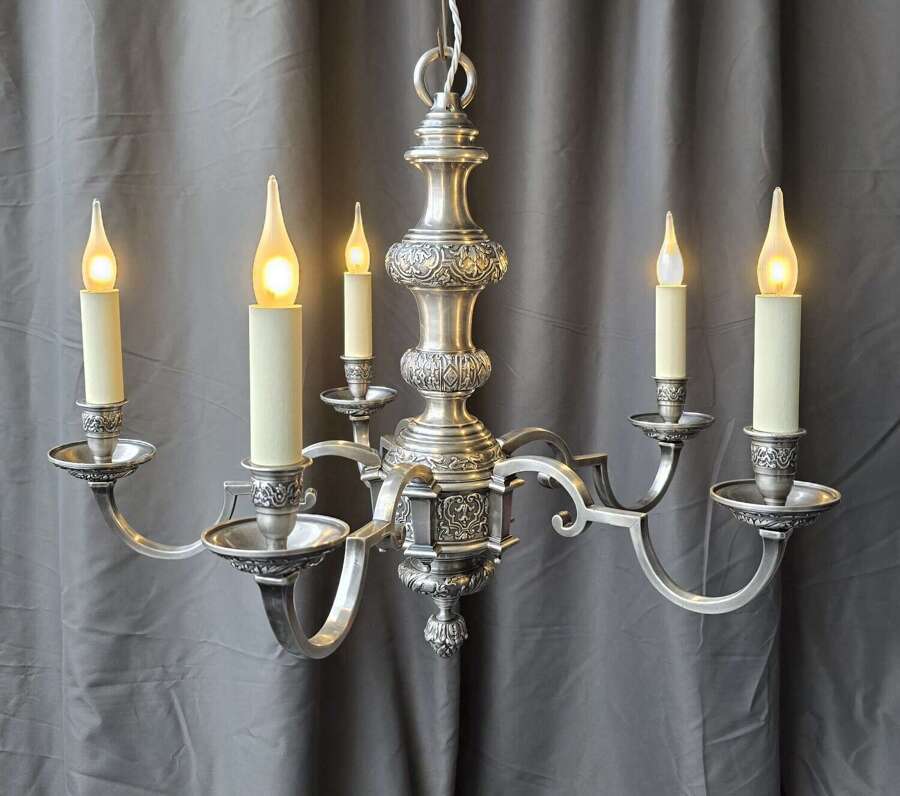 Antique Silver 5 Light Chandelier
