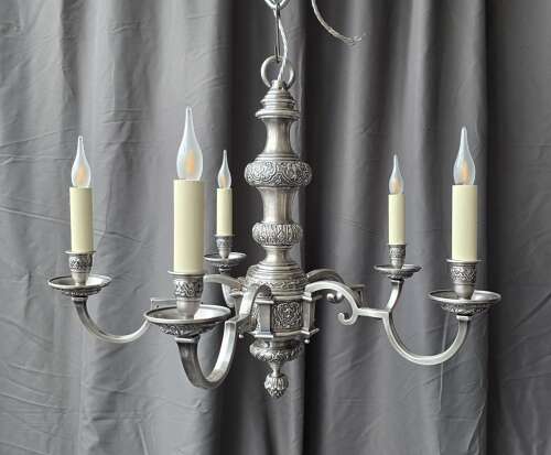 Antique Silver 5 Light Chandelier