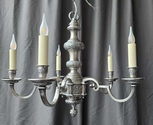 Antique Silver 5 Light Chandelier