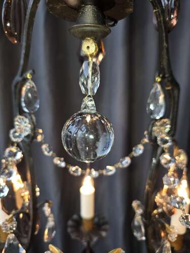 Decorative Wrought Iron And Crystal Chandelier